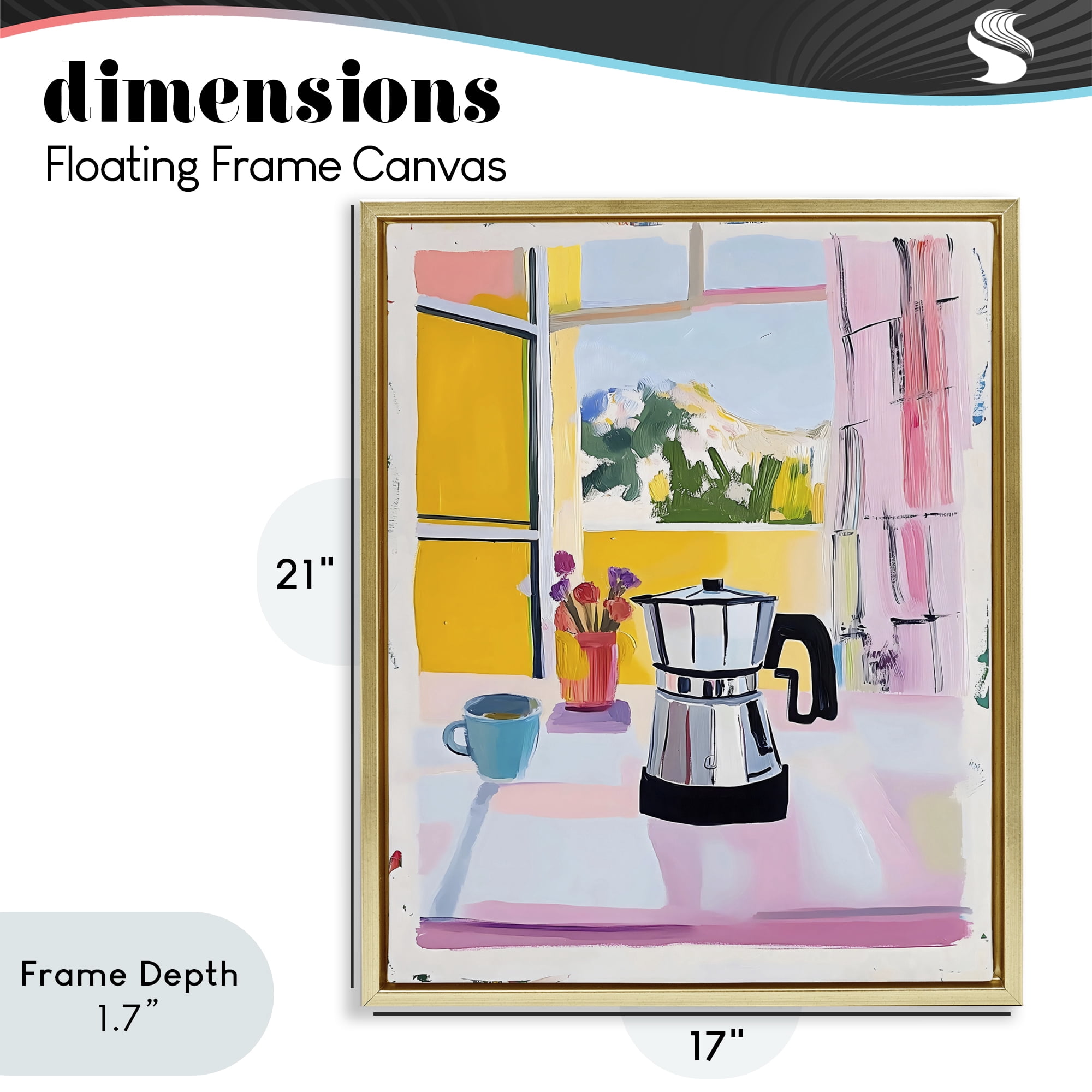 Stupell Industries Italian Moka Pot Kitchen Gold Framed Floater Canvas Wall Art, design by The Prints Vibe