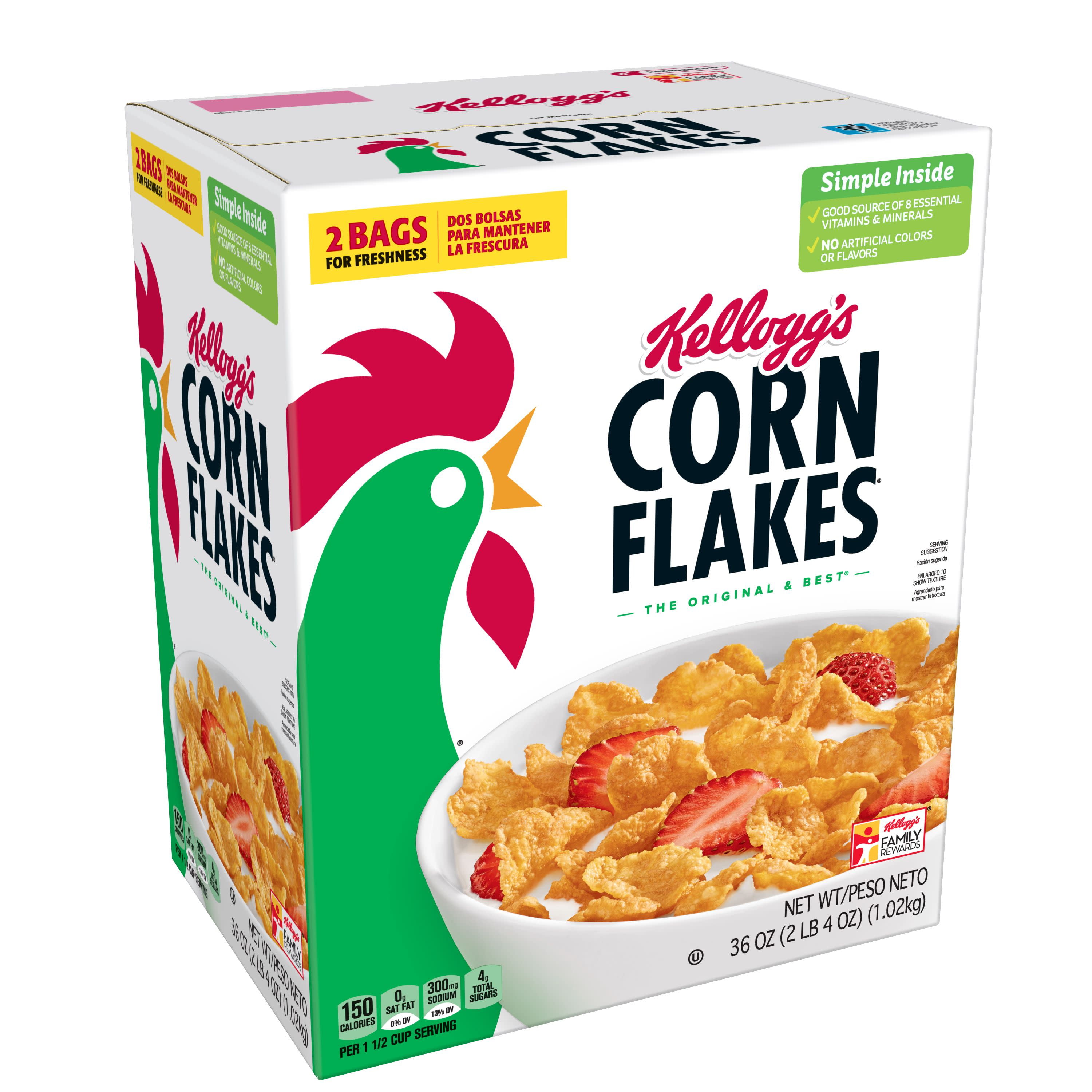 Kellogg s Corn Flakes Breakfast Cereal Original 2 Ct 36 Oz 