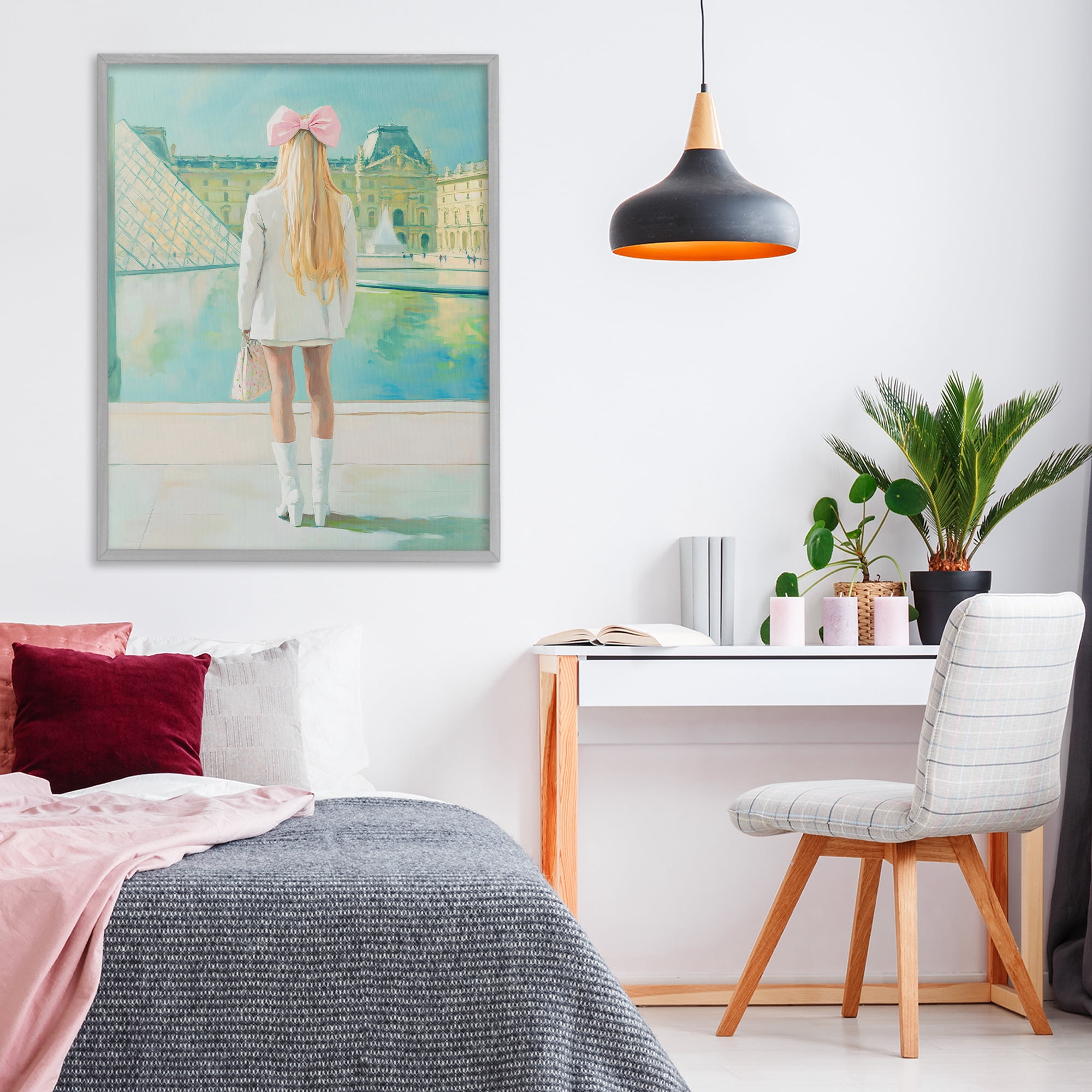 Stupell Industries Girl In Paris Observing Gray Framed Giclee Art, design by The Prints Vibe