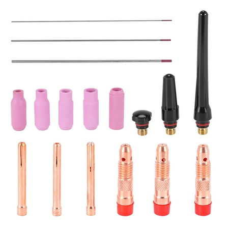 

17Pcs Welders Welding Torch Tig Cup Collet Body Nozzle Kit Tungsten Electrode For -17/18/26 Tig Welding Torch