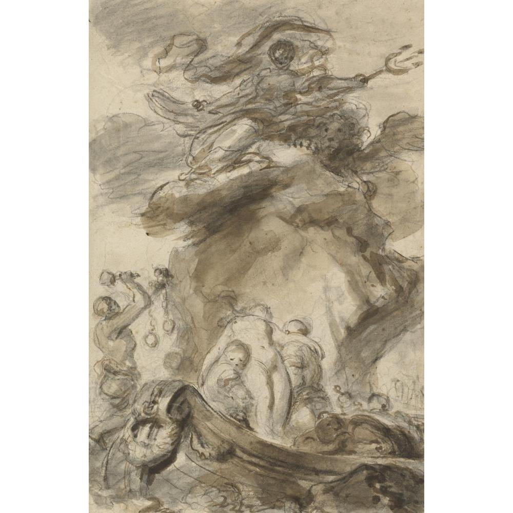 Jean-Honoré Fragonard 11x14 Black Modern Framed Museum Art Print Titled - Angelica is Exposed to the Orc (1780s)