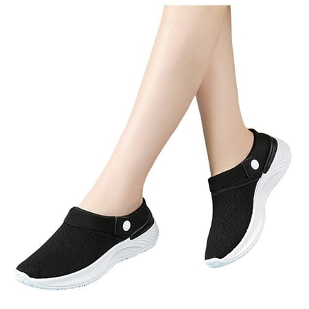 Ierhent Running Sneakers Women Womens Slip On Sneakers Breathable Walking Shoes Knitted Comfort Wedge Platform Loafers Fashion Sock Shoes(Black 8.5)
