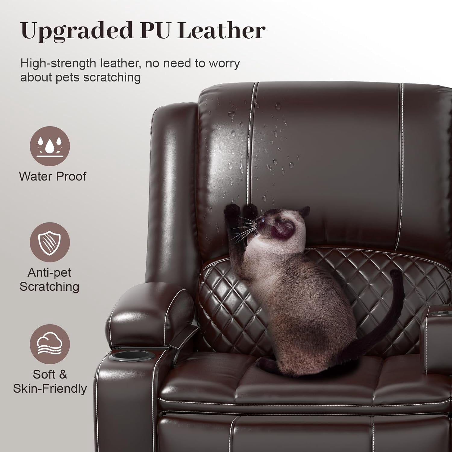 Loberfve Reclining Loveseat Sofa, Power Wall Hugger Recliner for Home Theater RV, Storage USB, Removable Armrest, 2-Tier Cushion, Brown