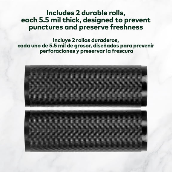 Vacuum Seal Rolls 11" x 50' 2 Pack (100 Feet Total) 5.5 Mil (Black and Black) -  Commerical Grade Food Saver for Storage, Sous Vide, and Meal Prep Sealer Bag