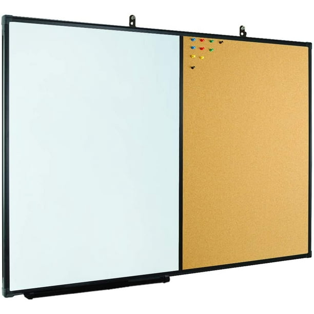 X Board Cork Board and Dry Erase Board Combo for Wall, 48x36 inch