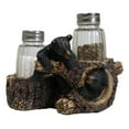 thumbnail image 4 of Rustic Forest 2 Black Bear Cubs Playing By Tree Logs Salt Pepper Shakers Holder, 4 of 8
