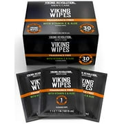 Viking Revolution Flushable Wet .. Wipes for Adults Unscented .. - 30 Individually Wrapped .. Travel Wipes - Disposable .. Toilet Wipes with Vitamin .. E and Aloe