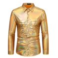 thumbnail image 1 of Mens Disco Dress Shiny Shirt Long Sleeve Casual Button Down Shirt Nightclub, 1 of 8