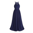 thumbnail image 3 of Manyakai Kids Girls Halter Neck Princess Flower Girl Dress Floral Lace Chiffon Wedding Bridesmaid Navy Blue 12, 3 of 7