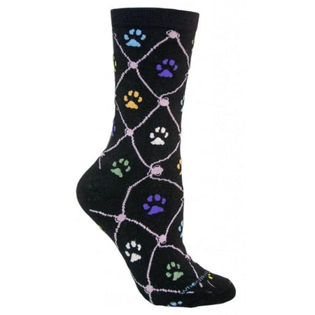 Wheel House Designs - Colorful Cat Paws on Black Socks - (Best Socks For Around The House)