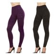 thumbnail image 1 of Women's 2 Pack Embossed Full Length Fleece Lined Seamless Leggings Tights, 1 of 2