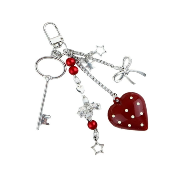 SIEYIO Stylish Love Heart Pendant Bowknot Keychain Accessory Stylish Key Holder for Women Sturdy Alloy Car Key Pendant