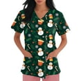 thumbnail image 4 of BDPORKAS Womens Scrubs Cute Christmas Nursing Uniform Graphic Santa Snowman Print Lightweight Scurb Tops Holiday Tee Workwear, 4 of 4
