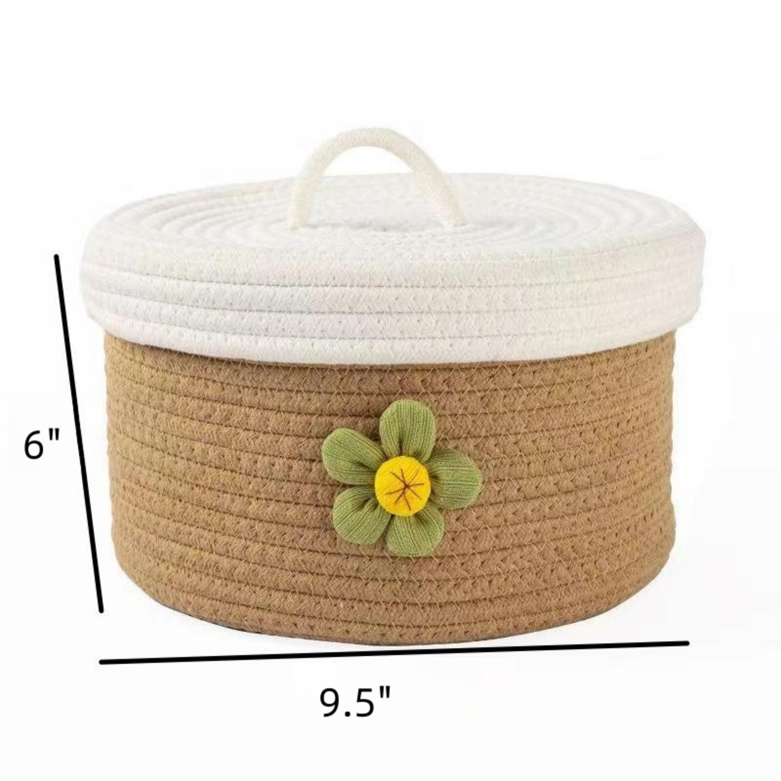 TENEBRALUX Handmade 3-Piece Large Covered Storage Baskets: Woven Fresh Style Organizer for Home Decor & Misc. Items