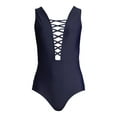 thumbnail image 2 of Simply Fit Women’s One-Piece Swimsuit With Wide Strap Plunge Front And Back with Criss Cross Detail, 2 of 6