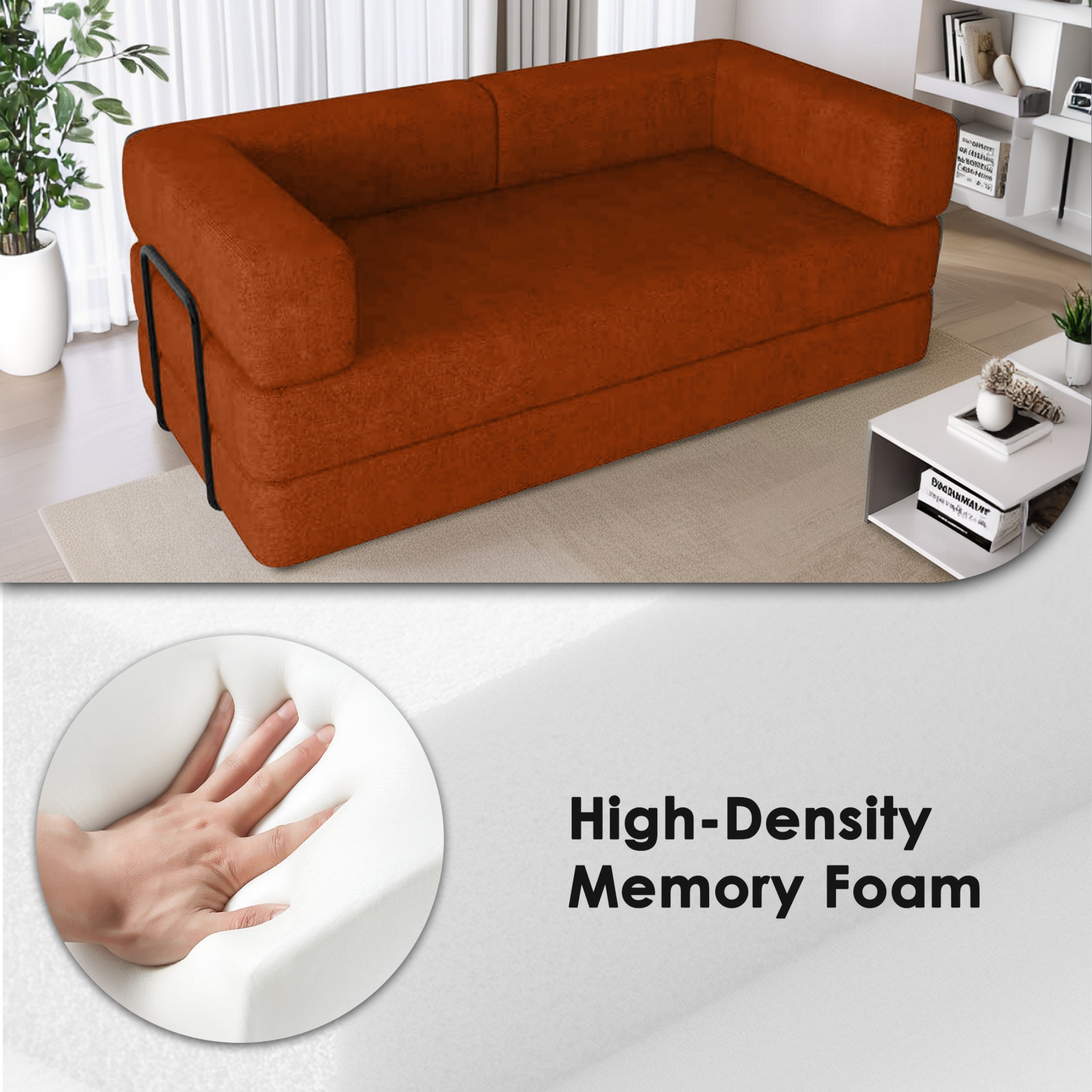 EPWOP Convertible Sleeper Sofa Bed with Pillows for Small Spaces, King Size, Orange