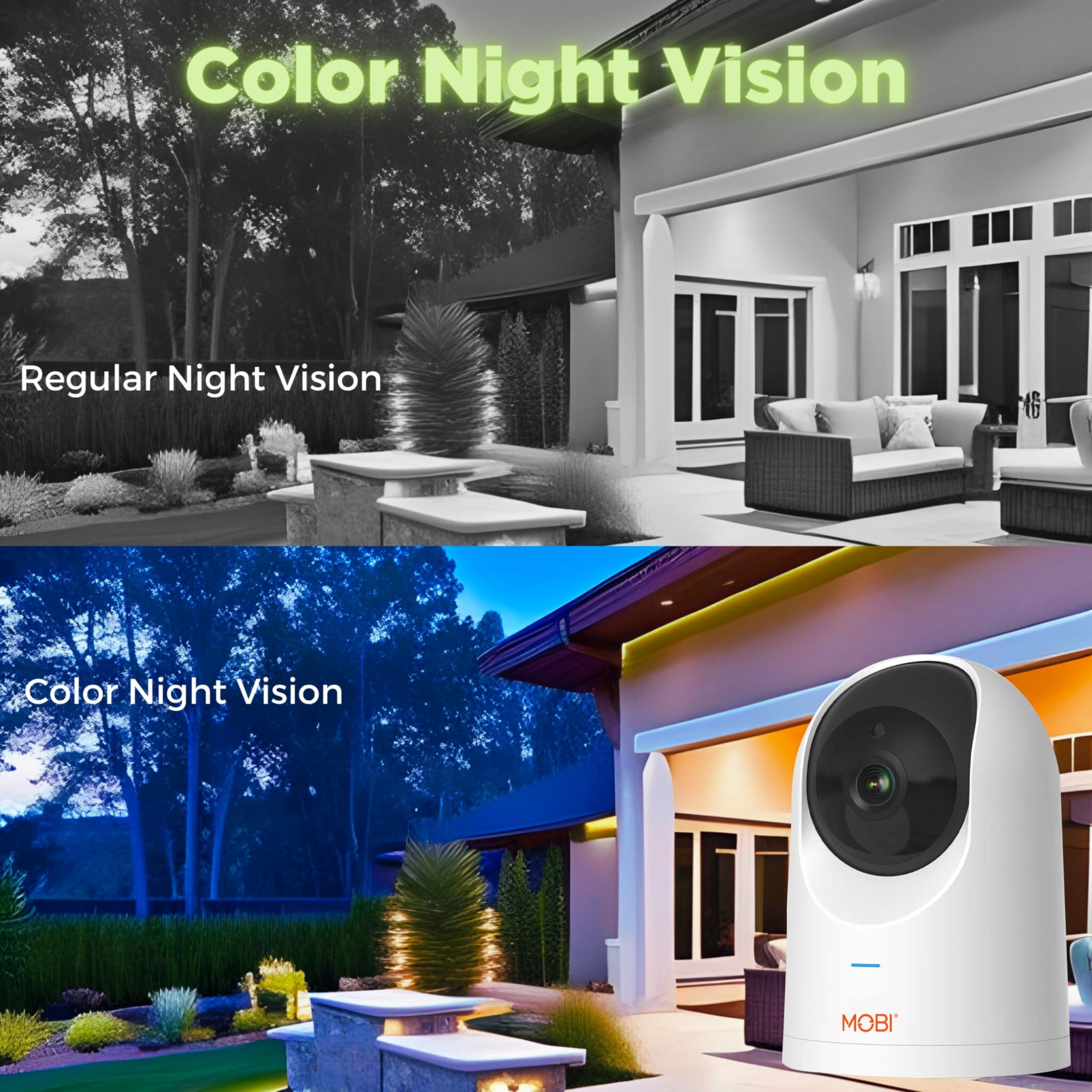 MobiCam PRO Intelligent Home Monitoring Camera (3-Pack): Full HD, Pan & Tilt, Color Night Vision, Motion Tracking, Temp & Humidity Readings. Supports Cloud & SD Storage, Smart App Compatible