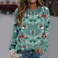 thumbnail image 1 of Mode Noël Femmes Imprimé Manches Longues Confortable Respirant Col Rond Chemise Hauts, 1 of 6