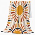 thumbnail image 2 of Stacked Sunburst Circles on Cream, Cheerful Modern Style for Sun Lovers, Geometric Solar Dot Pattern and Birthday Gift, Soft Flannel Blanket for Bedroom and Living Room, Home Decor, 2 of 9