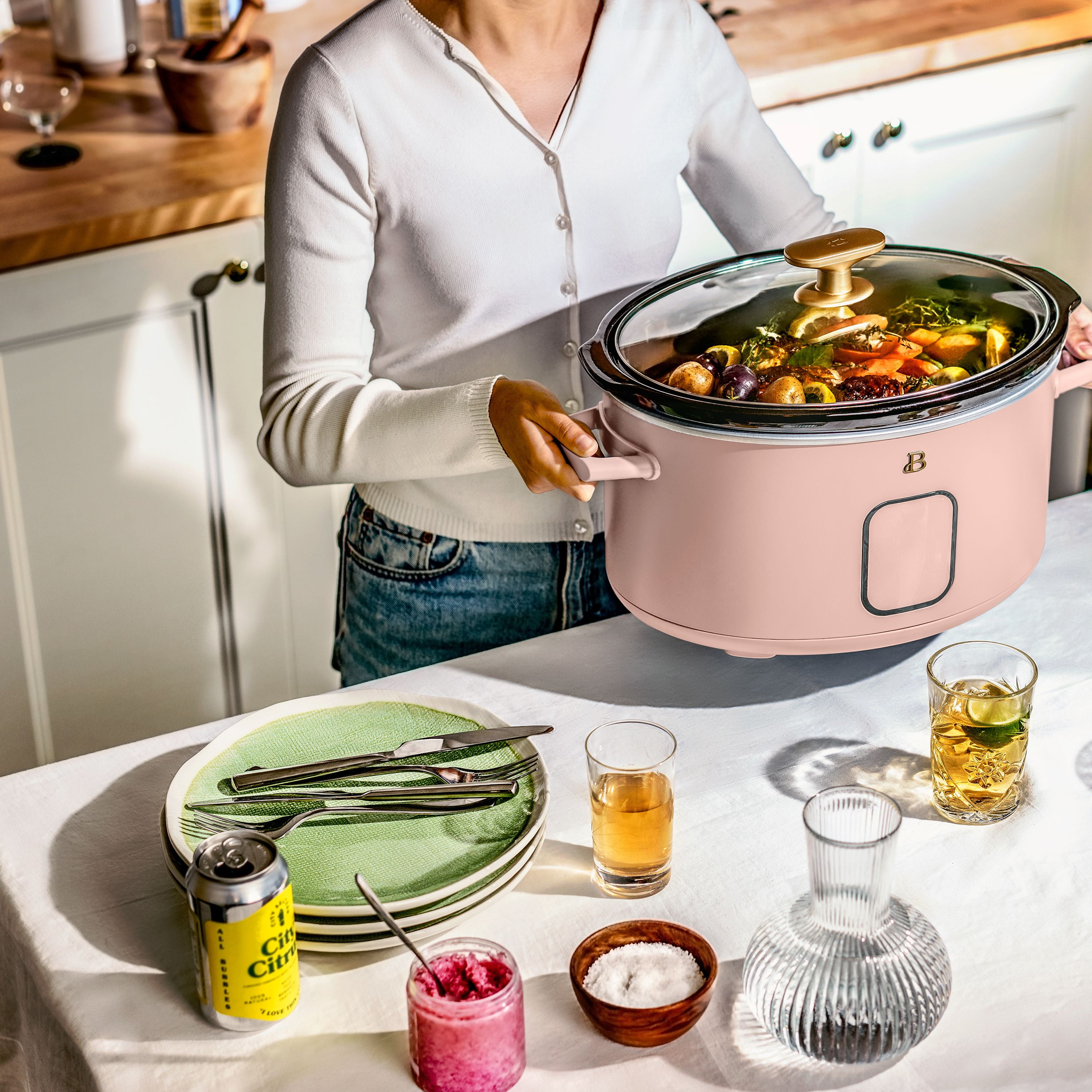 Beautiful 6 Qt Programmable Slow Cooker, Porcini Taupe by Drew Barrymore