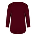 thumbnail image 5 of Homenesgenics 3/4 Sleeve T Shirts for Women Plus Size Women Fall Solid Color Skinny Bottom Shirt Solid Color V-Neck Seven Sleeve Top Red XL, 5 of 5