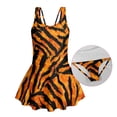thumbnail image 5 of Xoenoiee Tiger Skin Print Girls One Piece Swimsuit Swimwear with Skirt Sleeveless Swimsuits Swim Dress Quick Dry Bathing Suits for Beach, Size 3-4 Years, 5 of 7