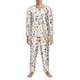 thumbnail image 3 of Naloa Watercolor Floral Men’s Pajamas Set - Long Sleeve Button Down Sleep Shirt and Pajama Bottoms Sleepwear Set-Medium, 3 of 7