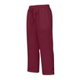 thumbnail image 7 of ClodeEU Women's Linen Blend Elastic Waist Button Cropped Pants,Loose Fit Straight Leg Casual Capris Pant Wine,Womens Plus XL, 7 of 7