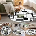 thumbnail image 6 of Round Area Rug 3ft, Sage Green Color Block Non-Slip Non-Shedding Floor Mat, Black Stripe Abstract Geometric Washable Sturdy Carpet for Living Room Bedroom Home Decor, 6 of 9