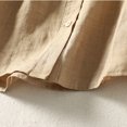 thumbnail image 6 of Women's Vintage Solid Blouses Cotton Linen Button Down Short Sleeve Shirts Summer Loose Crew Neck Casual Boho Tops, 6 of 7