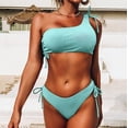 thumbnail image 4 of Sexy mujer moda Bikini sólido dos piezas estampado traje de baño traje de baño conjunto de ropa de playa Fridja  nalpqowj58641, 4 of 9