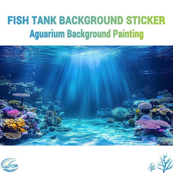 Blue Ocean Coral Dreamland,Aquarium Background Wallpaper, Fish Tank Landscape Decor, Terrarium Habitat Decor, Reptile Enclosure Decor, Front self-adhesive PVC HD sticker, Removable 2D Flat sticker