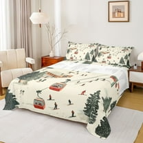 Feelyou Cartoon Skiing Boy Twin Sheet Sets, Outdoor Sports Lover Bedding, 3pcs