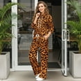 thumbnail image 3 of Uorisanigo Brown Leopard Mock Neck Sweatshirt with Wide Leg Sweatpants Matching Set Lounge Sets for Women Tracksuit 2 Piece Fall Outfits Drawstring Activewear Oversized Jogging Suit, 3 of 8