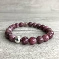 thumbnail image 2 of Natural Lepidolite 8mm Round Shape Faceted Cut Beads Stretchable Bracelet for Men & Women., 2 of 2
