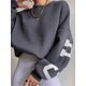 thumbnail image 3 of Sudadera con capucha informal con estampado de letras para mujer, sudadera de manga larga con cuello redondo estilo Harajuku de gran tamaño, ropa para mujer, jersey para invierno y otoño, 3 of 5