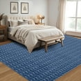 thumbnail image 3 of FairOnly Navy Blue 9'x12'Contemporary Non Slip Area Rug for Bedroom Stain Resistant Low Pile Herringbone Pattern Soft Floor Rug for Living Room Kitchen, 3 of 7
