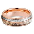 thumbnail image 2 of Silly Kings Deer Antler Ring - Meteorite Ring - Rose Gold Tungsten Ring - 8mm (11), 2 of 4
