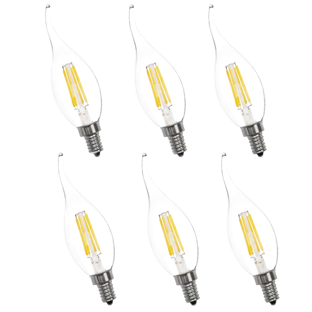 SynCont 6 Pack Dimmable Candelabra Led Light Bulb, CA11 Shape,Flame Tip