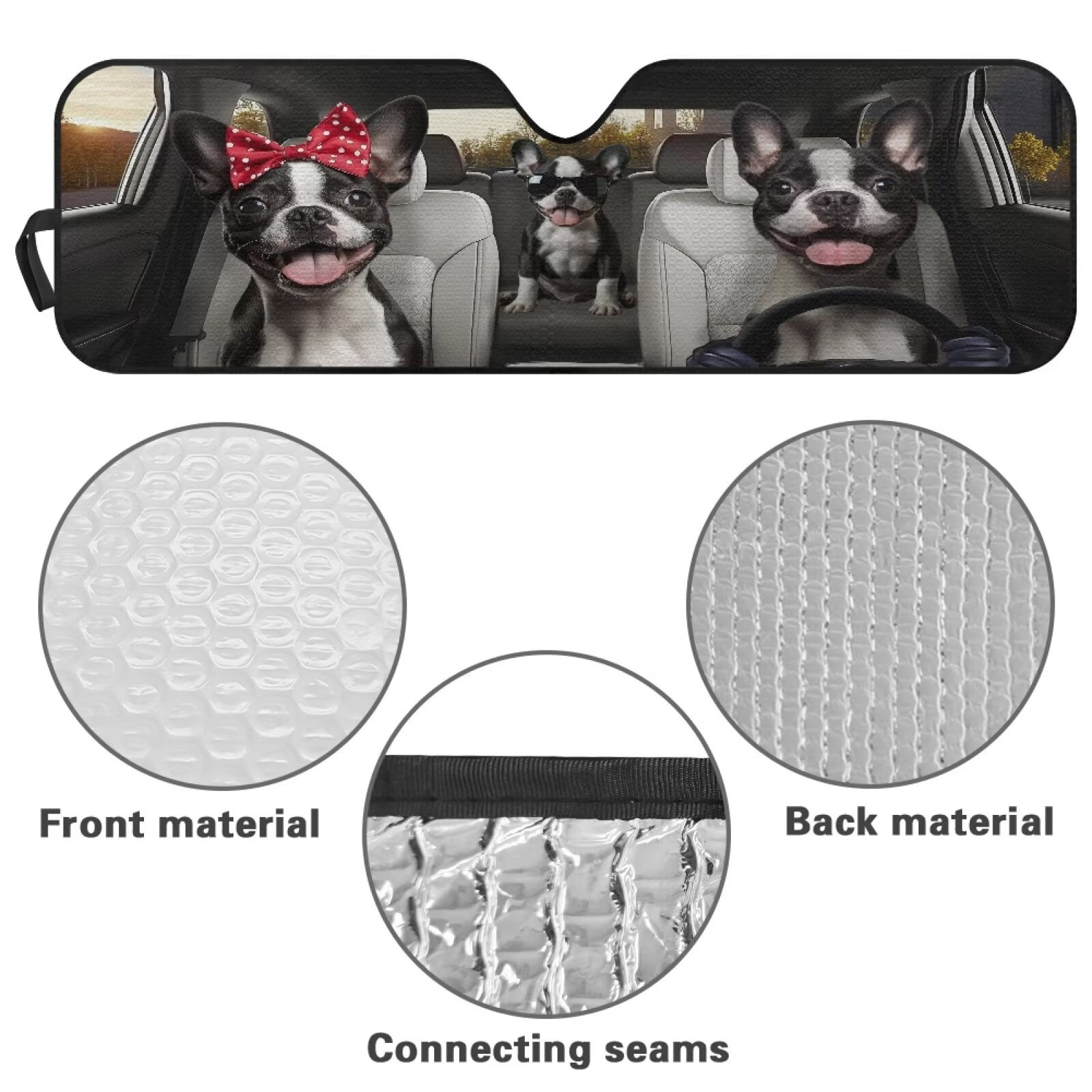 XYZCANDO Bulldog Windshield Sun Shade Compatible with Jeep Wrangler TJ JK JL & Gladiator JT Foldable Windshield Sunshade Sun Visor Blocks UV Rays Keep Your Vehicle Cool