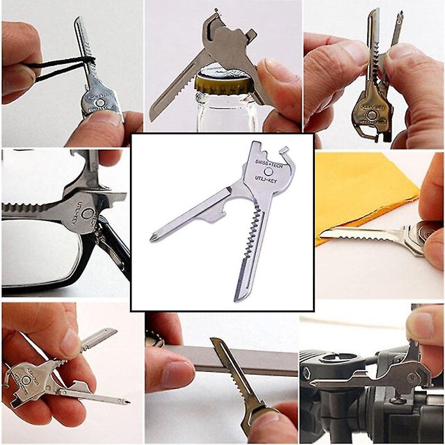 Yeacher 6 In1 Utili-key Keychain Keyring Multi Tool Stainless Edc Screwdriver Opener