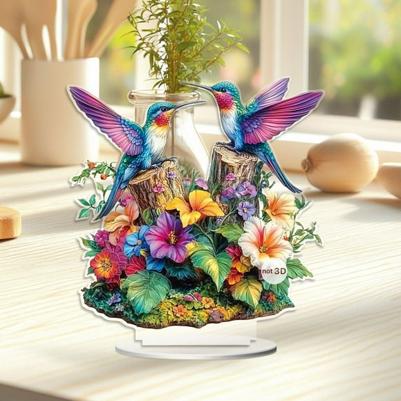 Rvkxad 2D Floral Holiday Decoration, Clear Acrylic Home Decor with Nature Motifs, Seasonal Ornament, Tabletop Decor