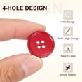 thumbnail image 4 of Uxcell 10pcs Sewing Button 20mm 4 Holes Resin Round Crafting Buttons, Deep Red, 4 of 6