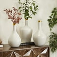 thumbnail image 2 of DecMode 13", 14", 13"H White Glass Vase with Gold Rim, Set of 3, 2 of 8