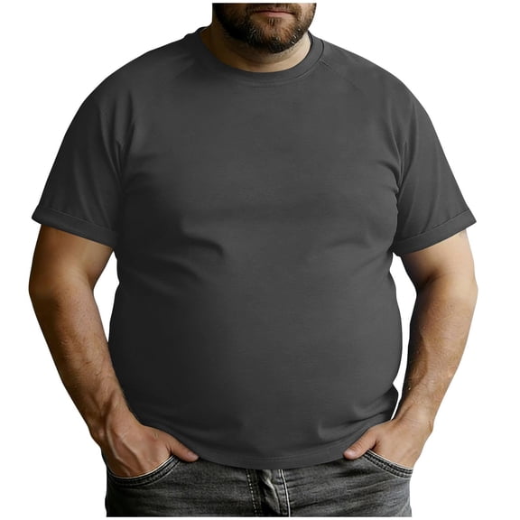 Purcolt Mens Big and Tall Short Sleeve T Shirt Stretch Soft Crew Neck Tees Casual Oversized Solid Basic Tops