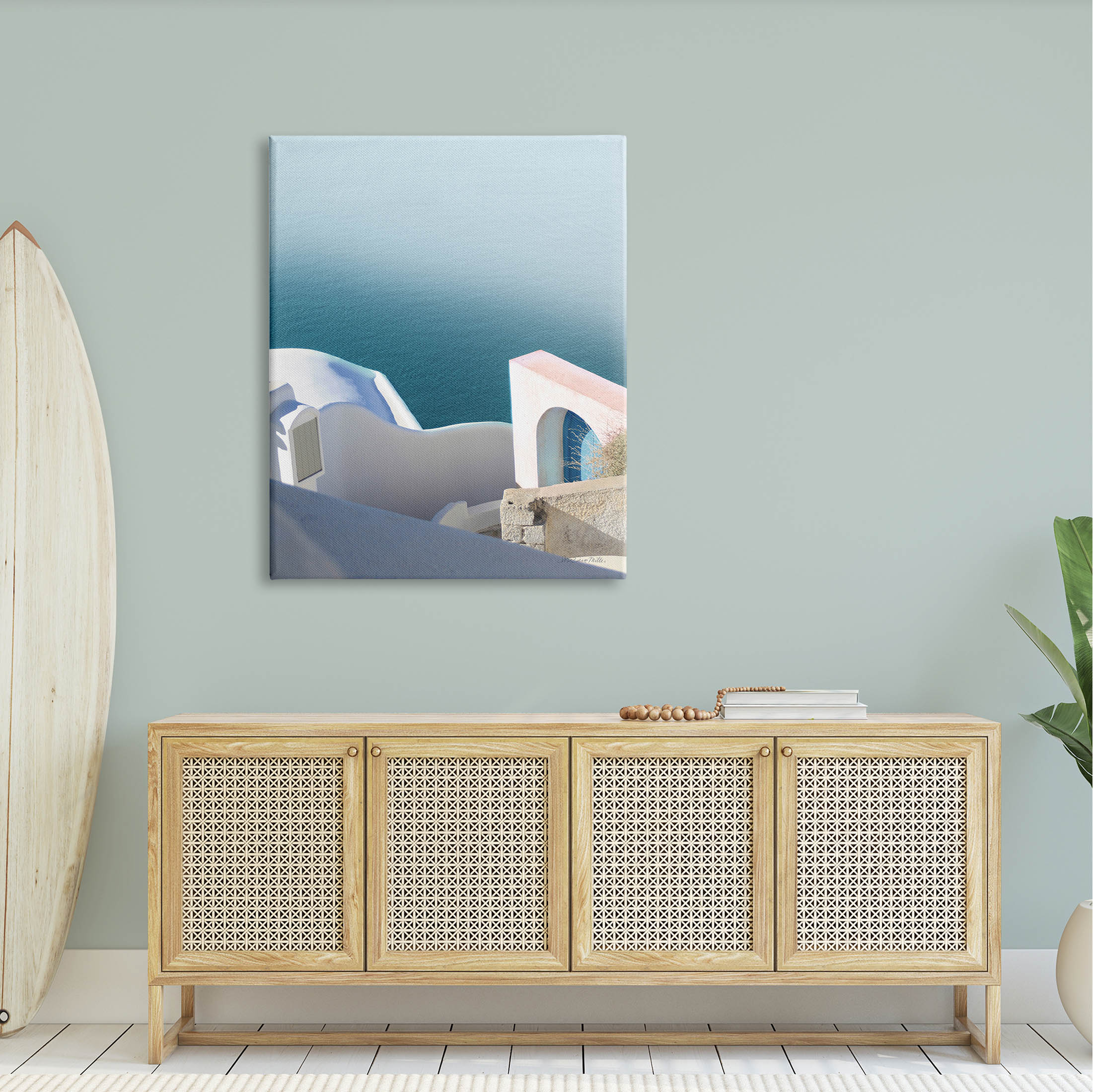 Stupell Industries Picturesque Santorini Coastal Building Photograph Gallery Wrapped Canvas Print Wall Art, Design by Sara Zieve Miller