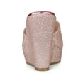 thumbnail image 2 of BLISSFUL STEP Women Glitter Platform Slip on Wedge Heels Sandals Pink 8, 2 of 7