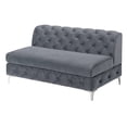 thumbnail image 6 of U-Shaped Sofa, U-Sectional Velvet Tufted Cushion Couch for Gorgeous Living Room, LAF & RAF Chaise Armless Loveseat, Modular Sectional Sofa with Velvet Fabric Modular, Grey, 6 of 7