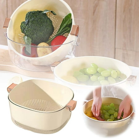 

Colander For Kitchen Strainer Bowl Versatile Double Fruit Vegetable Food Washing Drain Kitchen Strainer For Berries Pasta Fruits Vegetables Cleaning Home Supplies