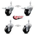 thumbnail image 2 of 3.5 Inch Soft Rubber Wheel Swivel 3/8 Inch Stem Caster Set 2 Total Lock Brake, 2 of 2